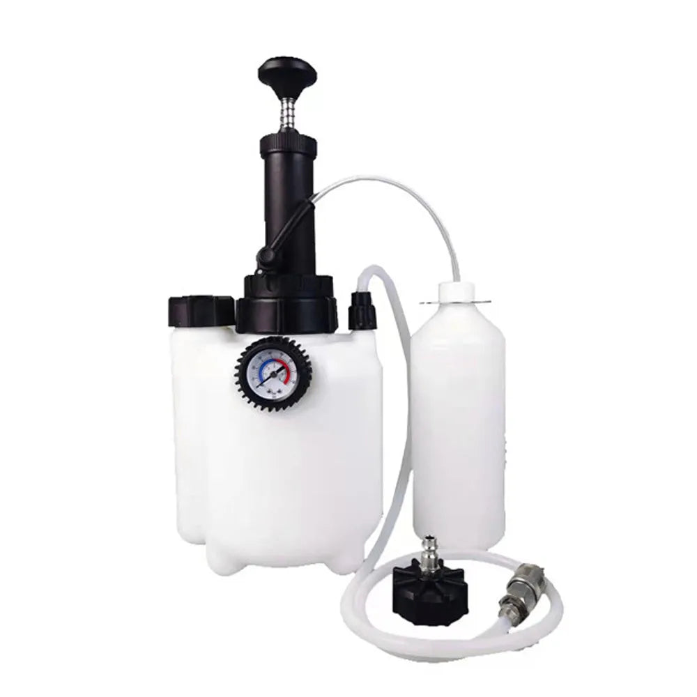 White plastic 3 litre brake oil tank replacement tool with copper piping
