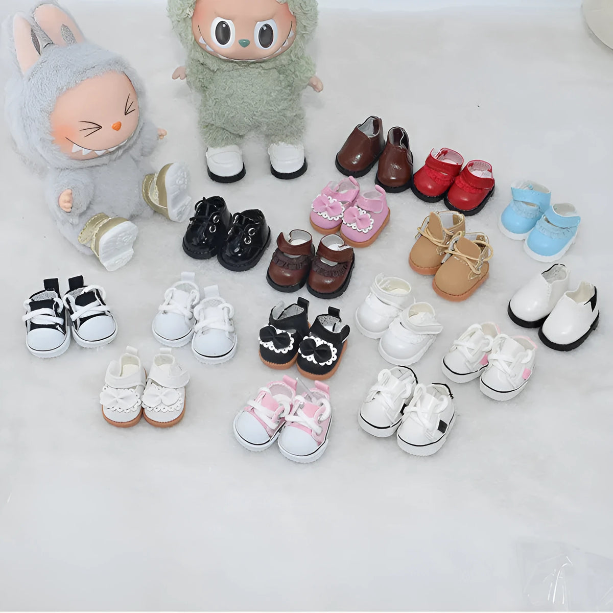 17CM doll replacement shoes in multiple styles including black leather, brown boots and coloured options