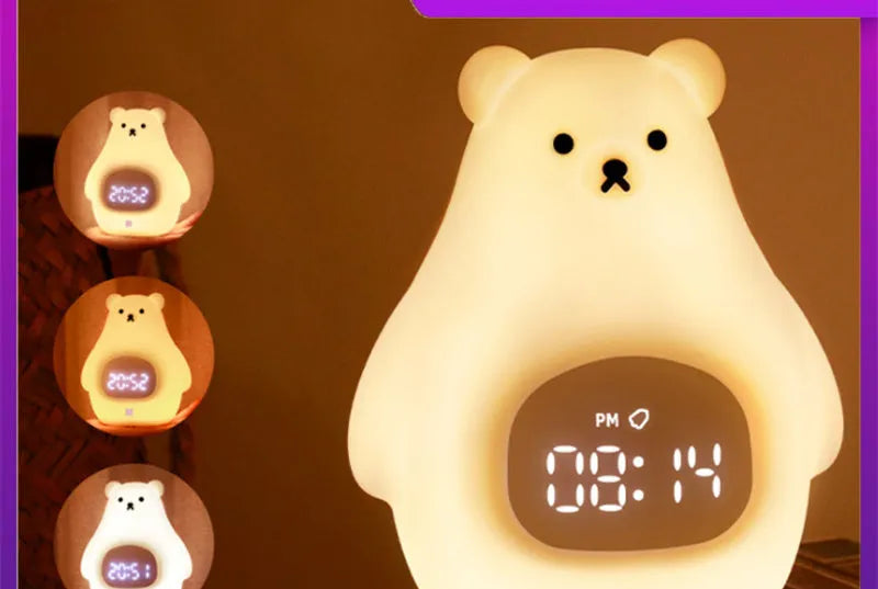 Big white bear cartoon design silicone night light with remote control and timer functions