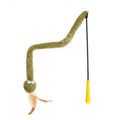 140cm long cat teasing stick with colourful feather attachments for interactive play