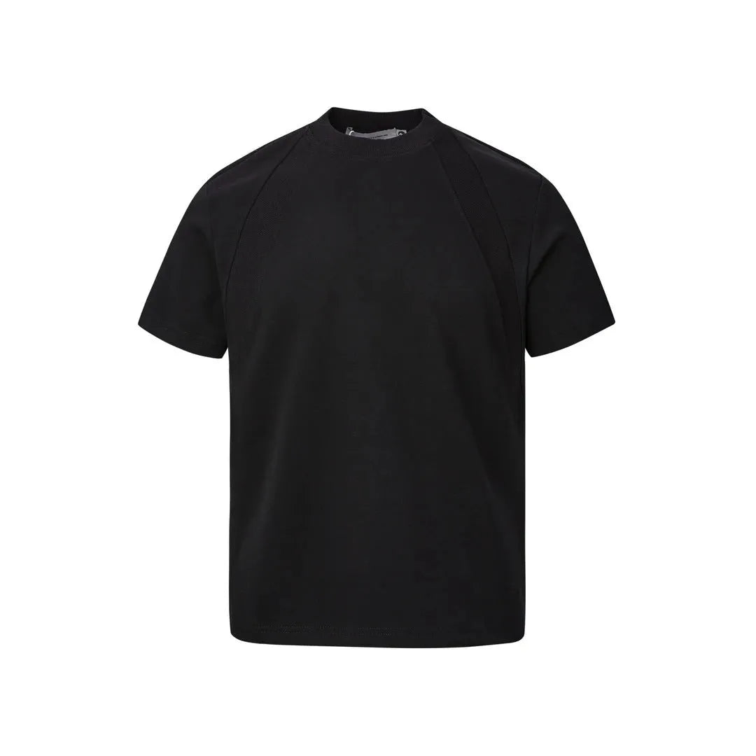 Women's loose fit short sleeve top with air layer stitching texture in polyester fabric