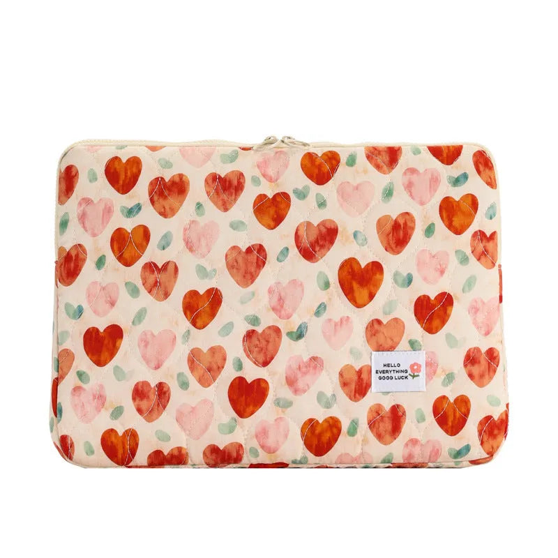 Printed flower pattern laptop bag with anti-seismic protection in cloth material