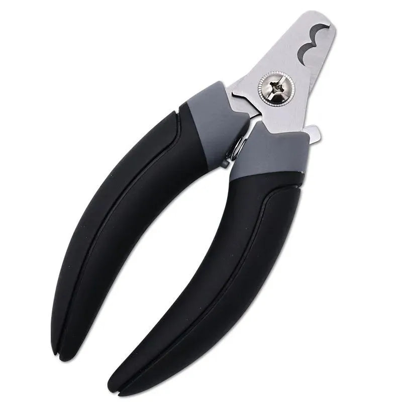 Blue stainless steel half moon blade cat nail clippers with PP and TPR handle, 165mm long