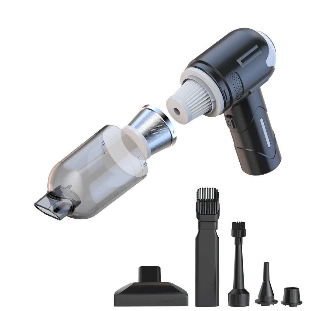 Handheld cordless pet vacuum cleaner with floor brush and nozzle attachments for cat and dog hair removal