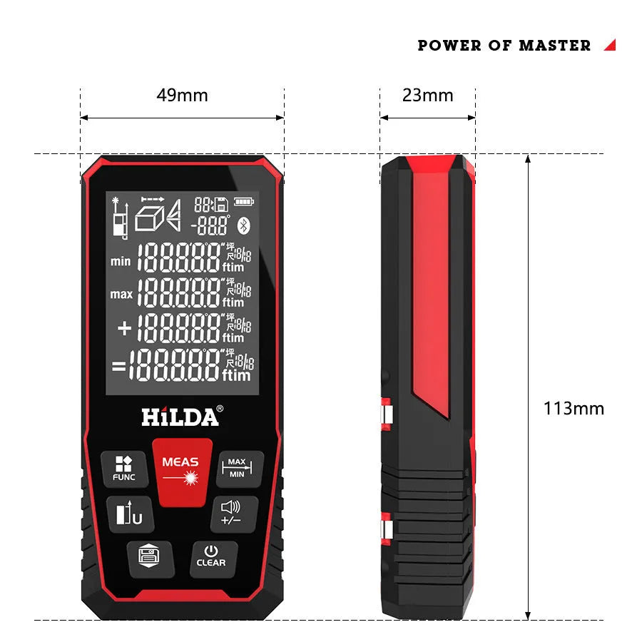 Laser rangefinder with plastic housing for distance measurement up to 120 metres