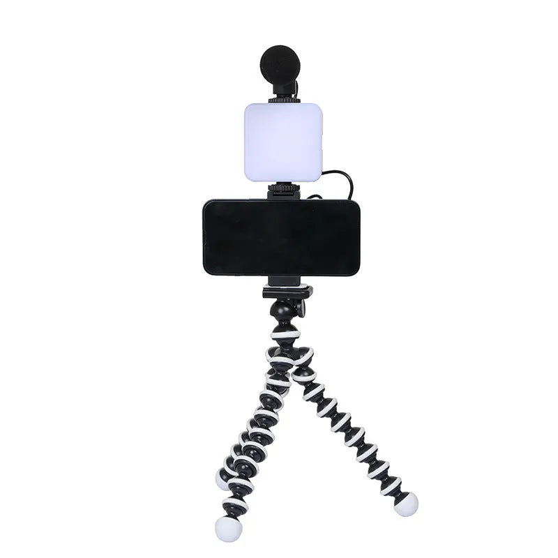 Universal LED mini square top flash light on a tripod, showing compact size and rotatable head.