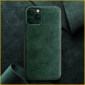 Suede full-cover iPhone case in dark blue, dark night green and elegant black colours.