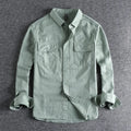 Men's loose-fitting cardigan style long sleeve shirt in polyester fibre fabric