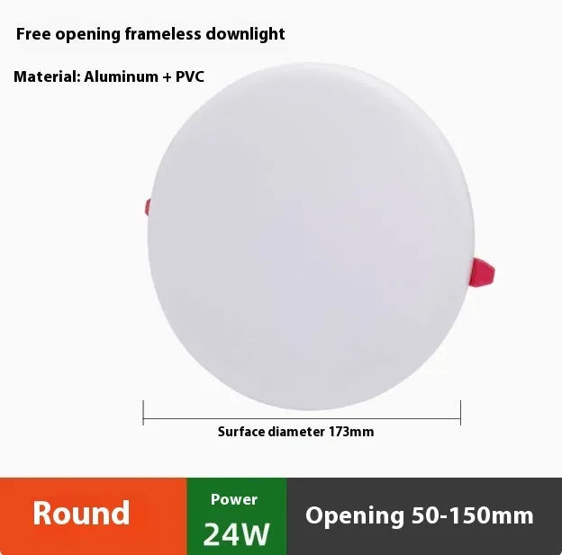 Ultra-thin aluminium LED panel light with circular and square shape options for ceiling mounting