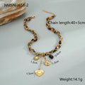 Stainless steel necklace with 18K gold electroplated leopard love pendant on adjustable 41-50cm chain