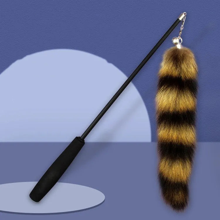 Black cat teaser wand with elastic string, length 42 cm