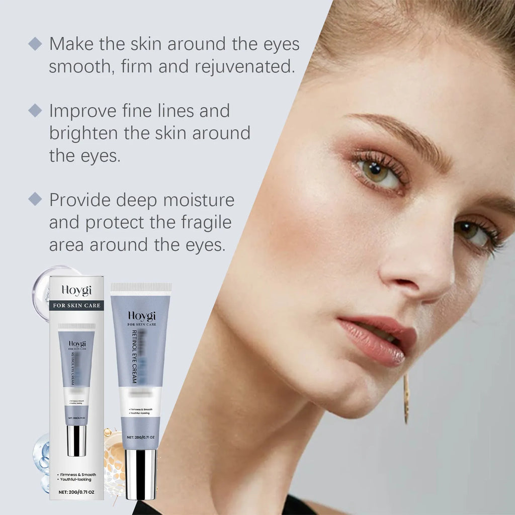 Boxed 20g tube of retinol eye cream with packaging measuring 3 by 12.1 centimetres.