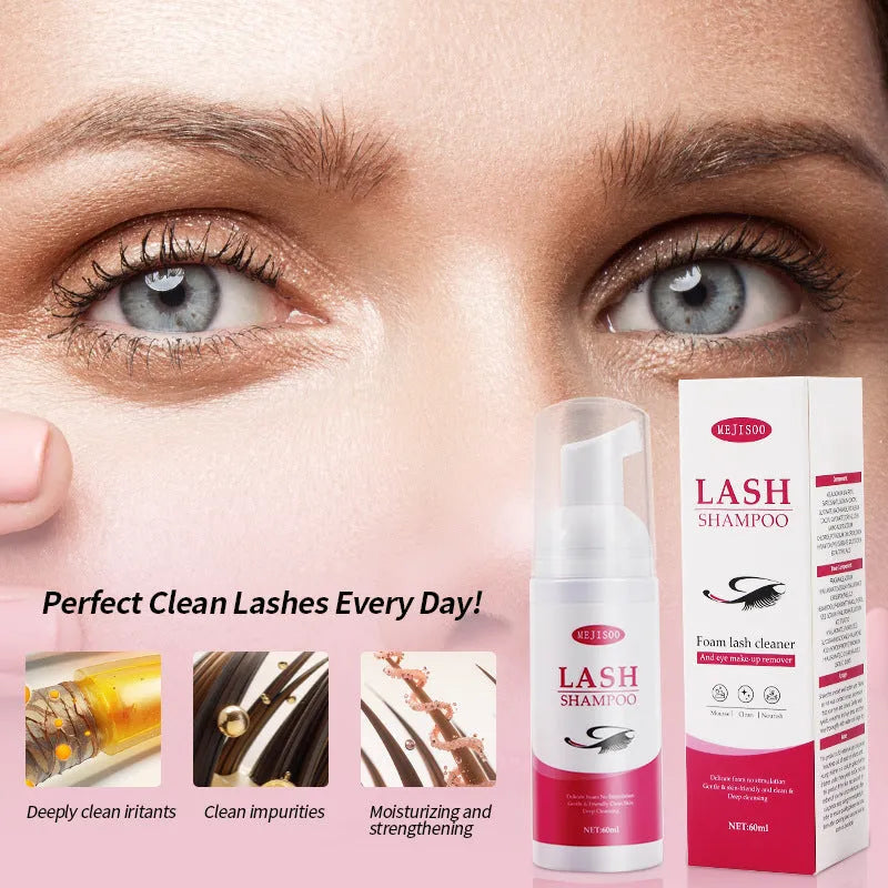 60ml lash shampoo mousse bottle with pump dispenser for eyelash cleaning