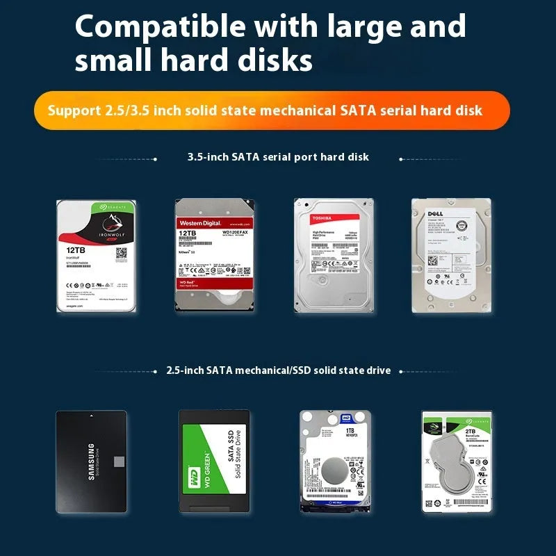 USB 3.0 SATA hard disk box for 3.5-inch drives with slide cover in multiple colour options