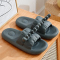 Deer horn design EVA flip flop slippers in light yellow, showing hollow out pattern and non-slip sole.