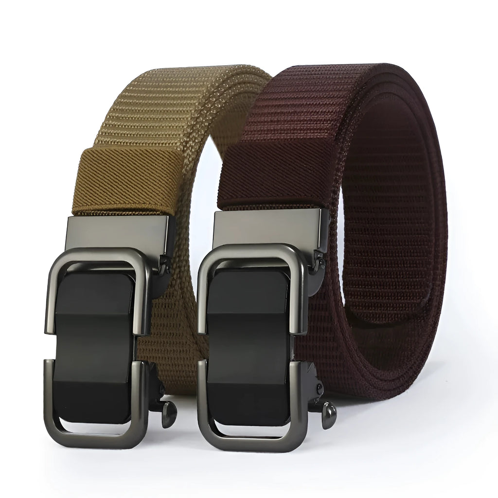 Toothless men's canvas belt with nylon strap and alloy buckle in multiple colour options