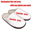 Pair of patterned flannel slippers with a TPR sole, shown in a customisable colour.