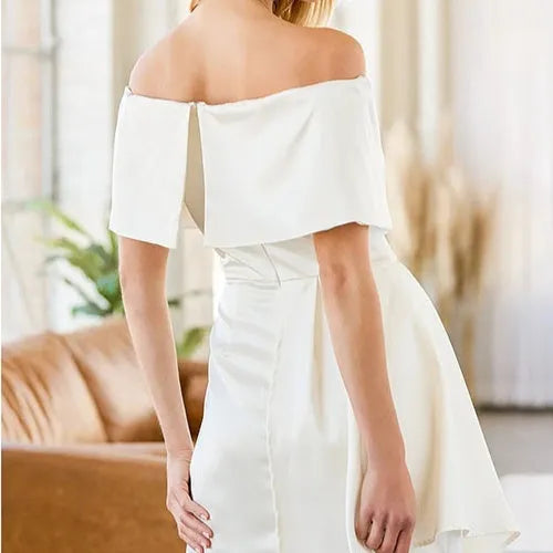 Strapless off-shoulder dress with high waist and patchwork skirt in matcha green