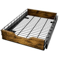 Black wood and iron pull basket storage drawer for kitchen organisation