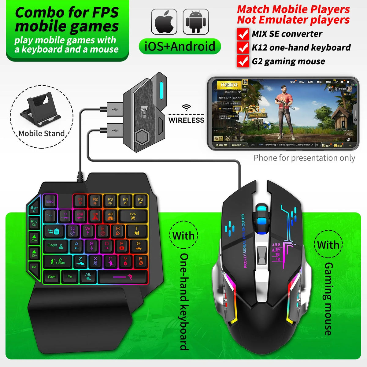 Gamwing Jiaying keyboard mouse converter with USB interface for mobile gaming