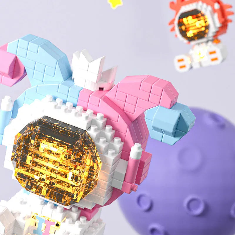 Twelve constellation luminous astronaut building blocks in plastic small diamond particles with colour box packaging