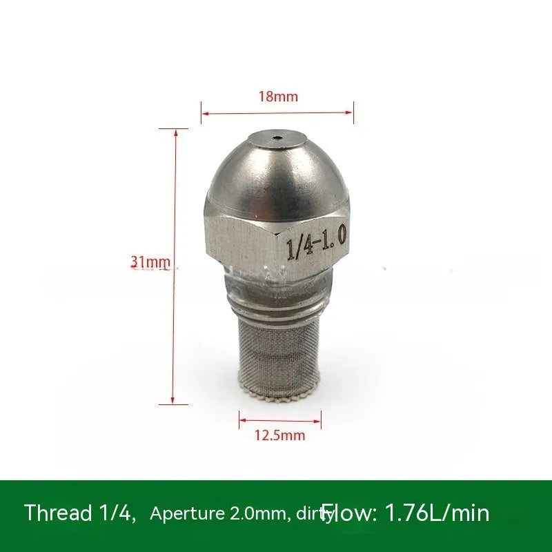 304 stainless steel two-point spray nozzle with 1/4 thread connection and multiple aperture size options