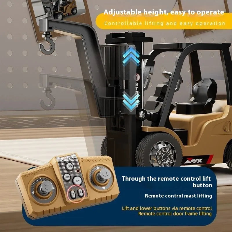 Bluetooth dual-mode remote control 1:64 scale alloy forklift toy with cargo accessories