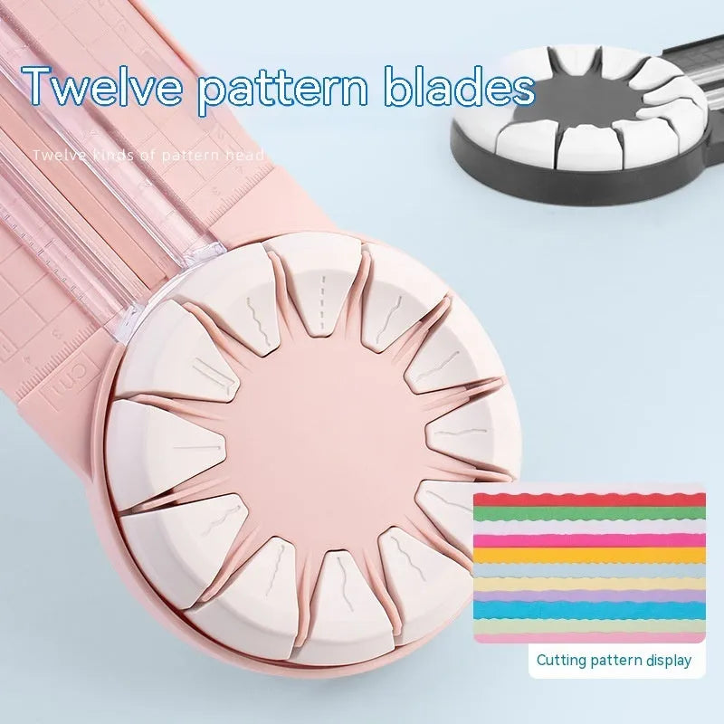 Pink 12-in-1 paper cutting machine for A4 paper decorative edges