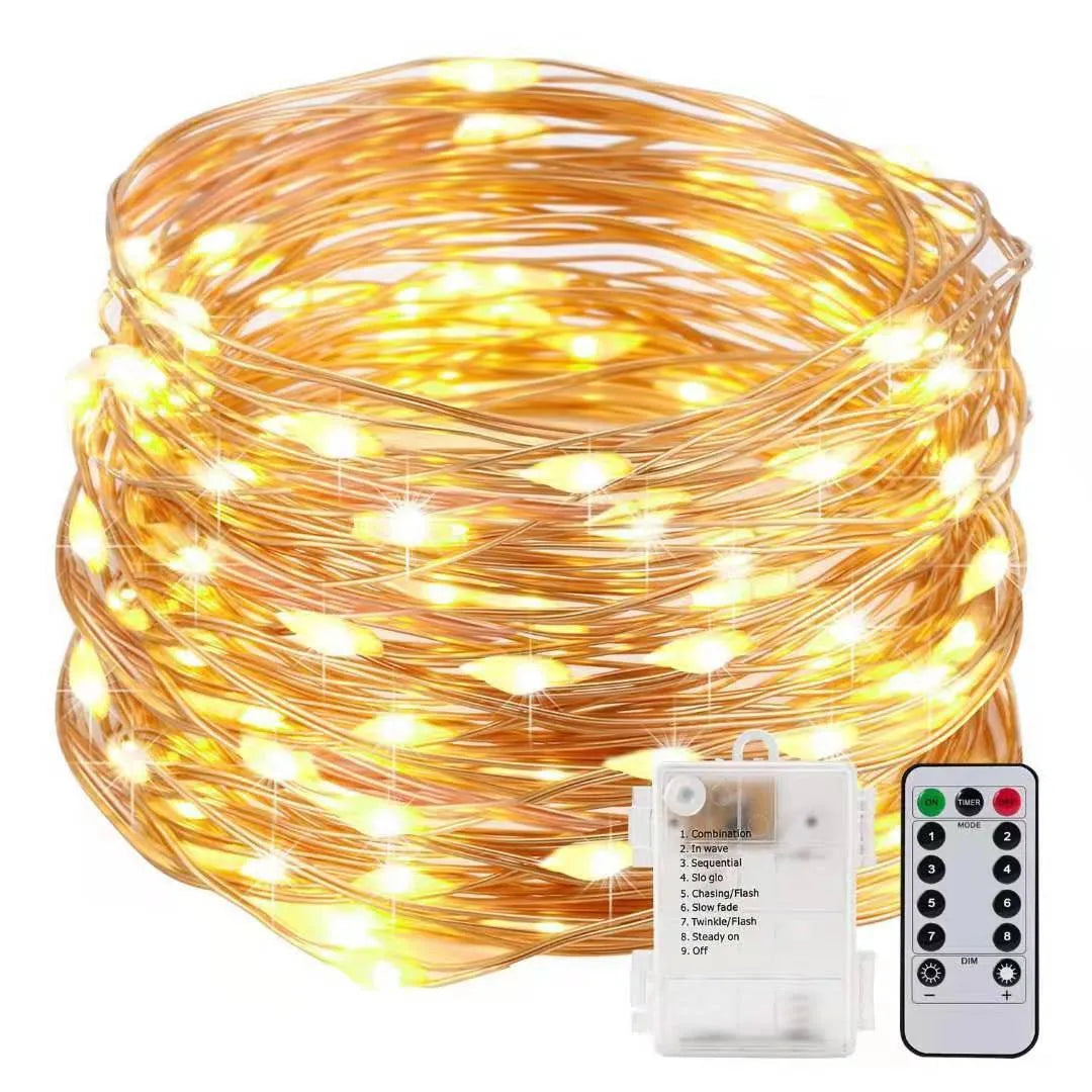 12-metre copper wire fairy lights with 120 LEDs in multiple colour options