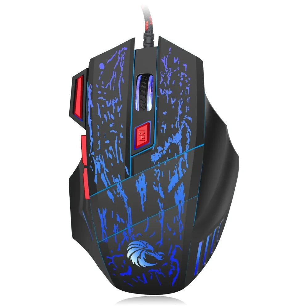 Colourful luminous wired gaming mouse with USB cable and ergonomic design for desktop PCs