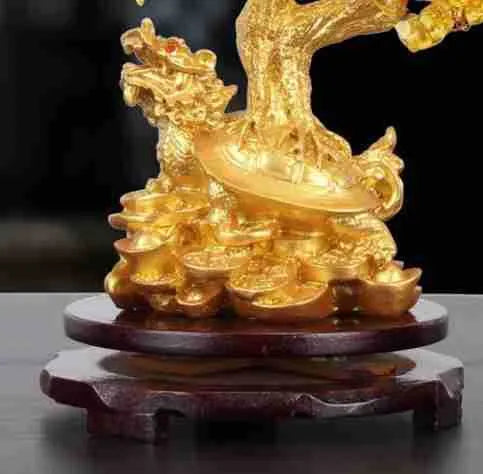 Citrine coloured resin turtle money tree feng shui ornament measuring 18x11x23cm