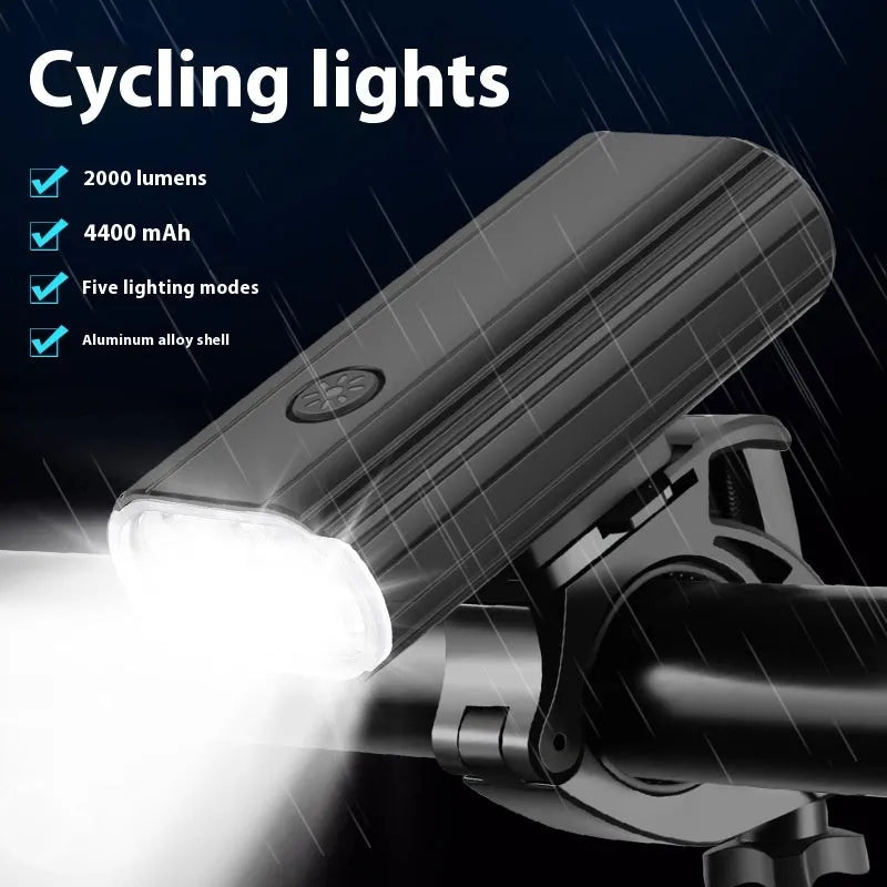 Aluminium alloy bicycle headlight with USB TYPE-C port and quick release mount