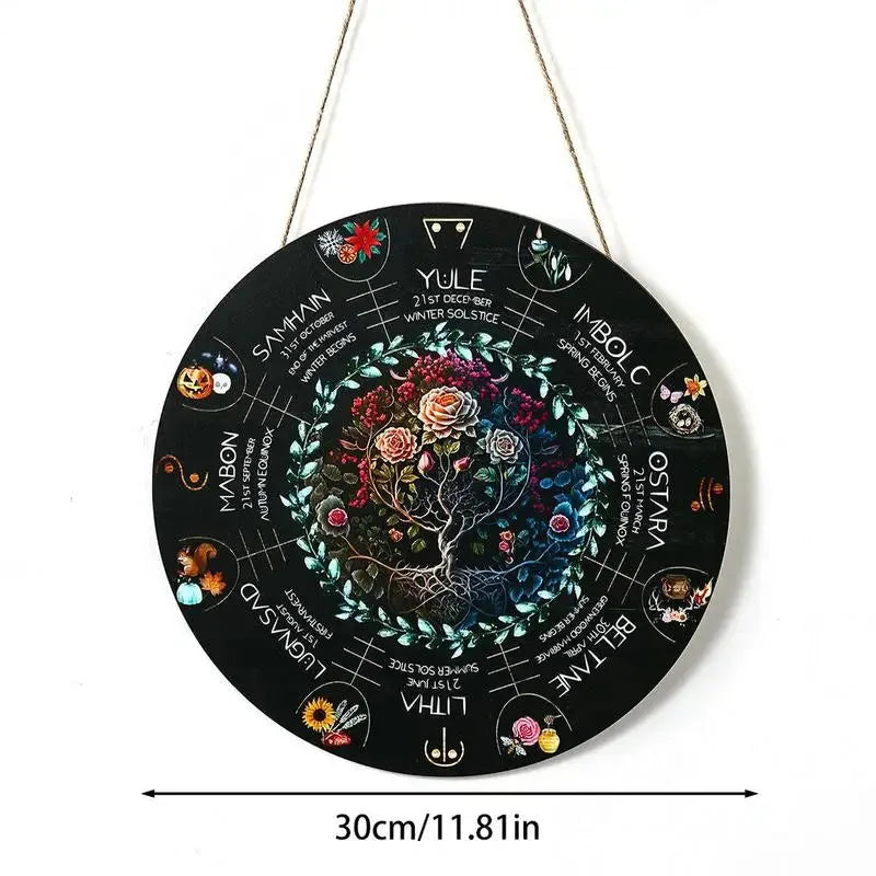 Boxwood carved decorative pendant with a choice of five disc designs including rose, owl, and star.