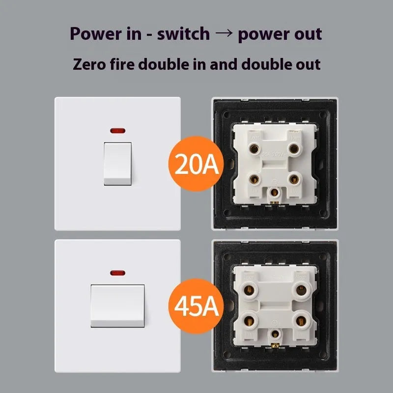 25A 45A 3P water heater switch with light panel in gold grey white colours