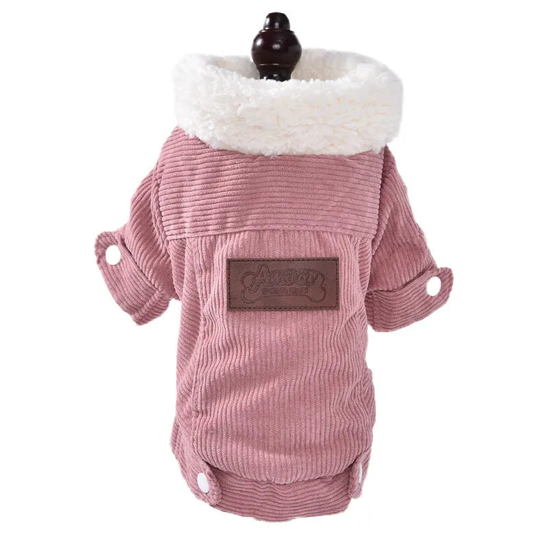Lambswool fleece lined padded vest for dogs and cats in autumn winter pet clothing