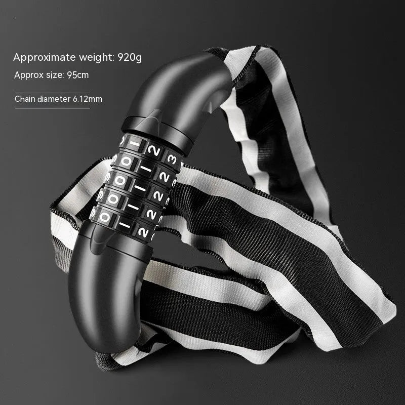 95cm zinc alloy bicycle chain lock with anti hydraulic shear design in black or yellow colour