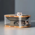 Transparent white diamond pattern cat scratch board and nest tunnel toy measuring 58x45x23cm