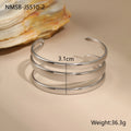 Stainless steel geometric open bracelet for women in gold or silver electroplated finish.