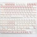Full set of PBT sublimation key caps for mechanical keyboards showing over 98 keys with double-shot legends