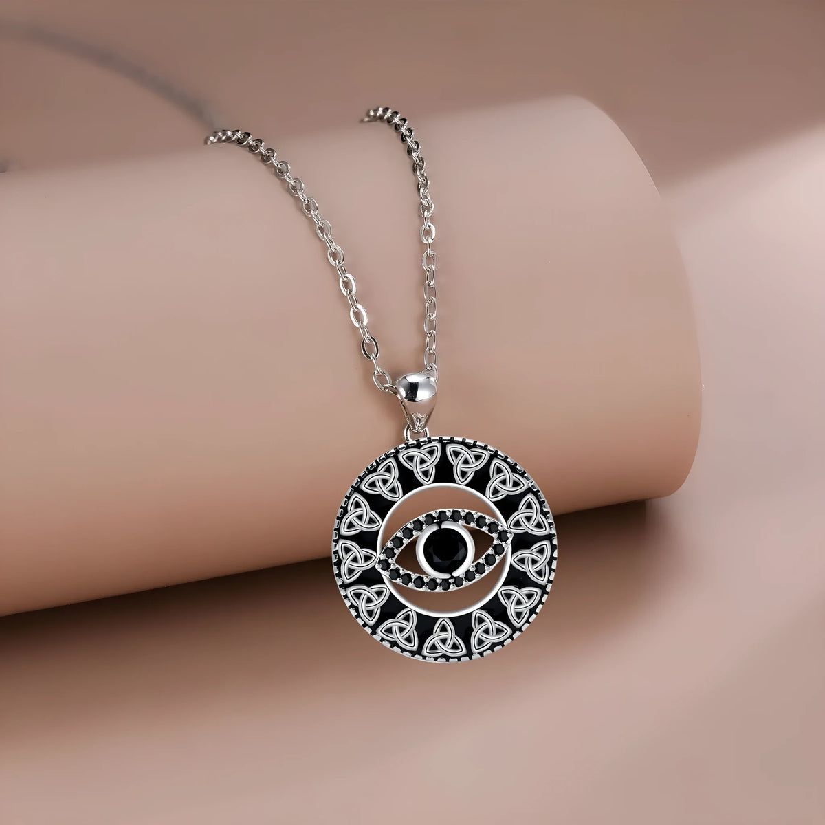 Devil's Eye copper necklace with pendant and cross chain for women