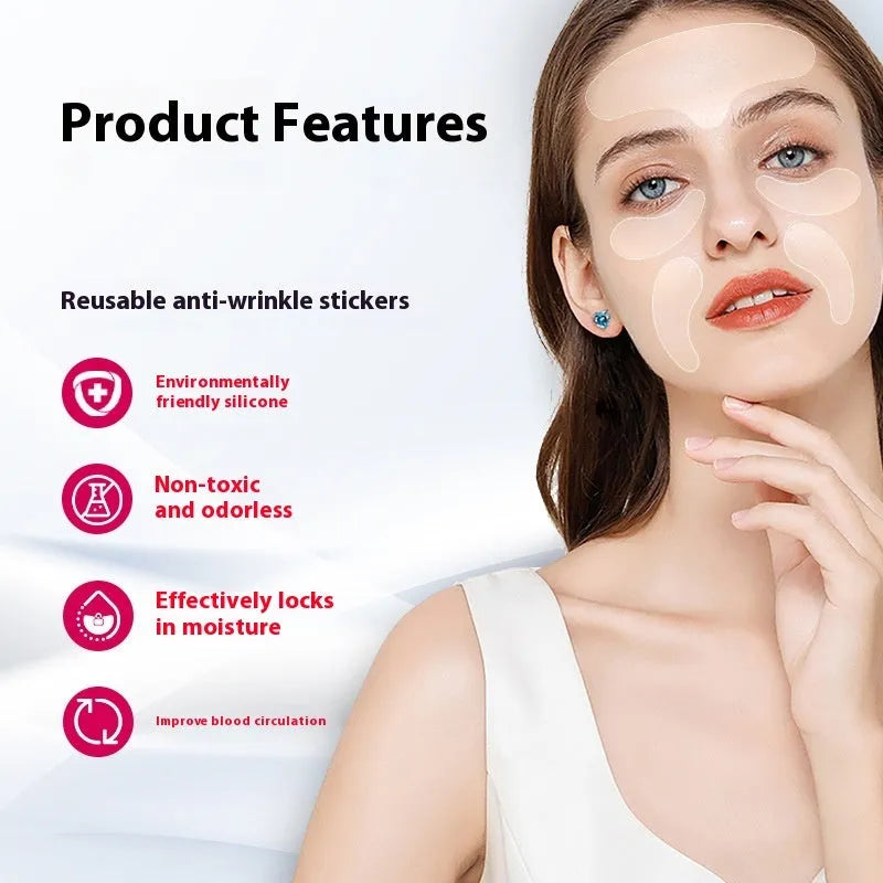 Silicone anti-wrinkle face stickers 5-piece set for wrinkle treatment