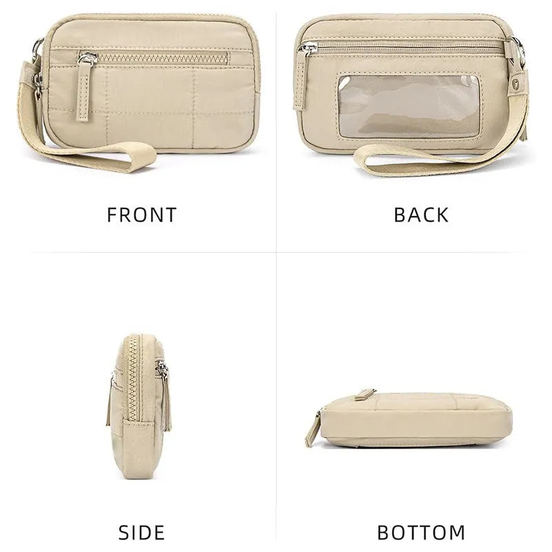 Quilted transparent deck handbag in waterproof nylon, shown in one of seven available colours