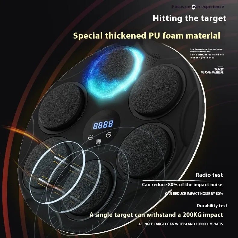 Smart Bluetooth boxing target with coloured LED lights hanging for fitness training