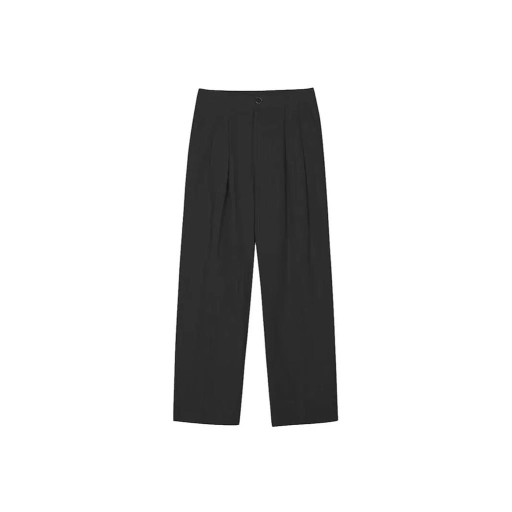 Men's Korean-style cotton linen trousers in wide-leg cut with elastic waistband