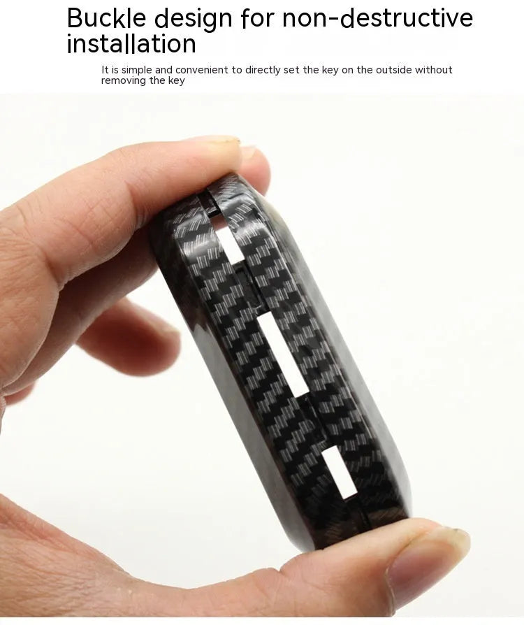 Fiat 500 Boyue ABS plastic remote key shell with carbon fibre pattern in black, red, and dark blue colours