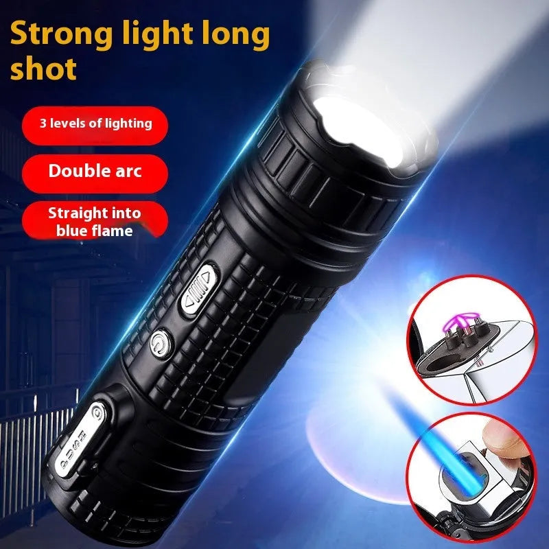 TH727 multi-functional waterproof flashlight lighter in metal construction showing five colour options