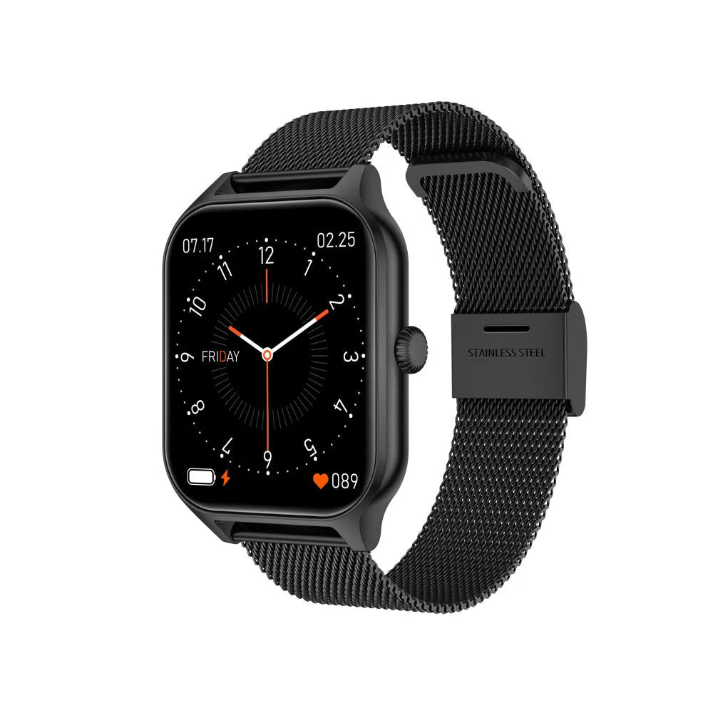 Multi-sport smart watch with custom dial, 12mm alloy case, in rose gold, black, silver or gold, supplied in a gift box