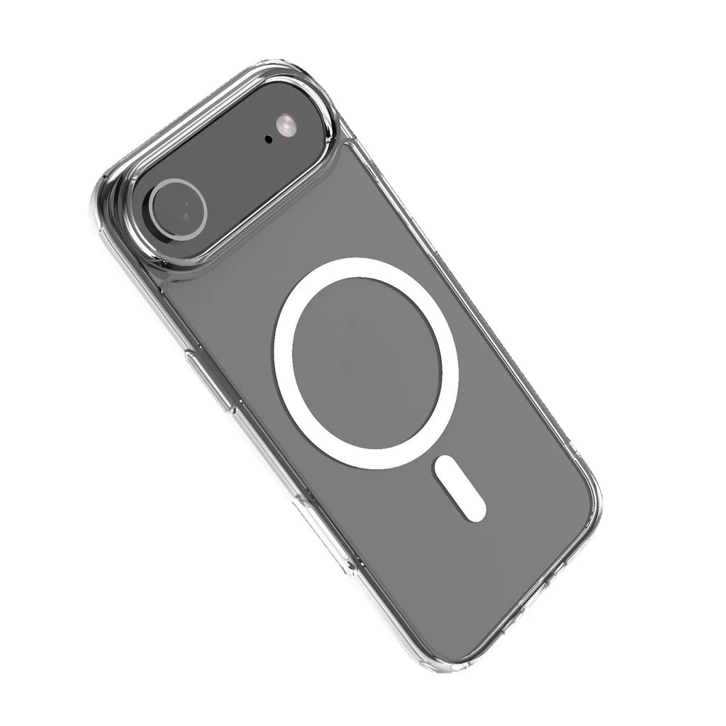 Transparent magnetic phone case for iPhone 17 AIR showing TPU composite construction