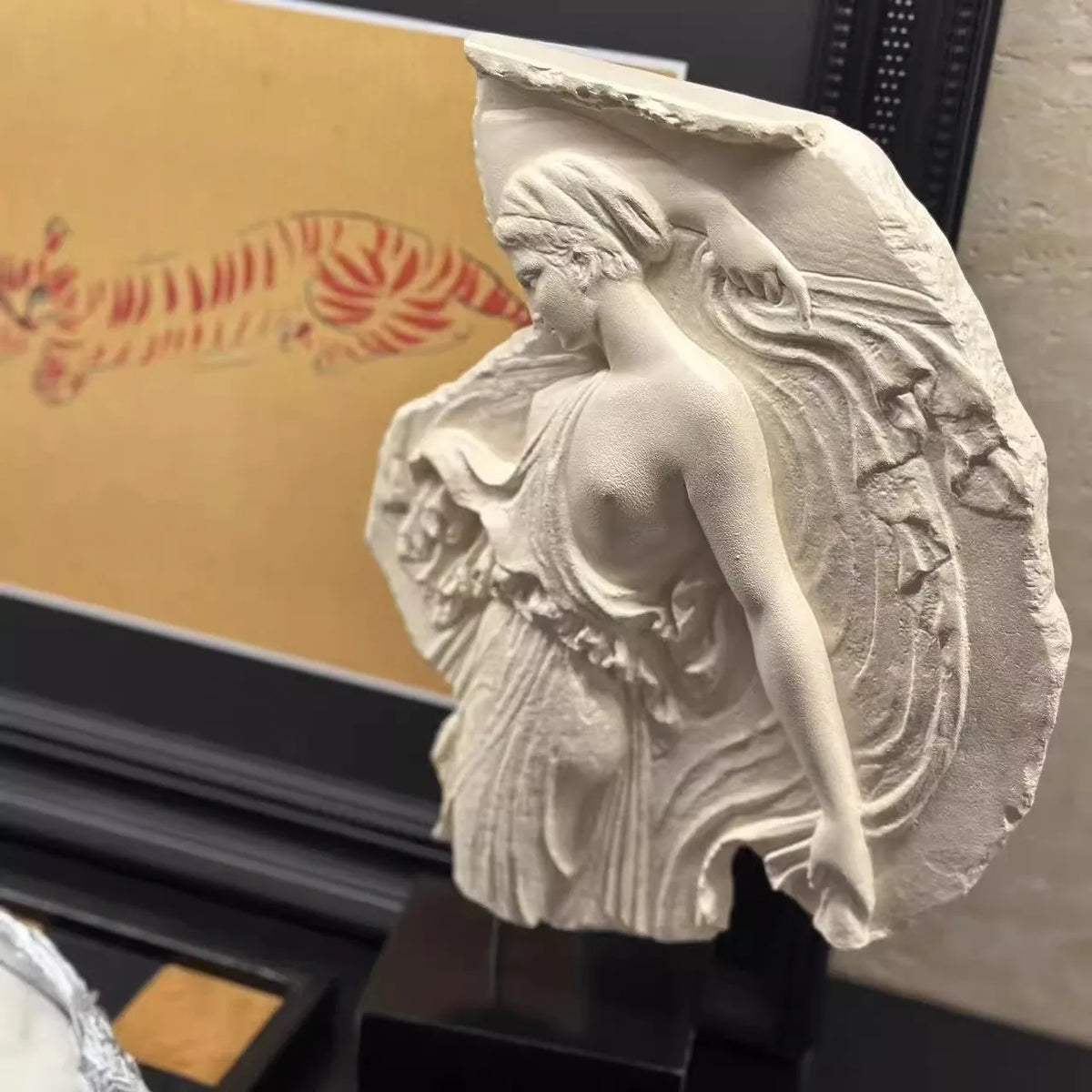 Wine Goddess themed modern European resin sculpture ornament, 35cm tall.