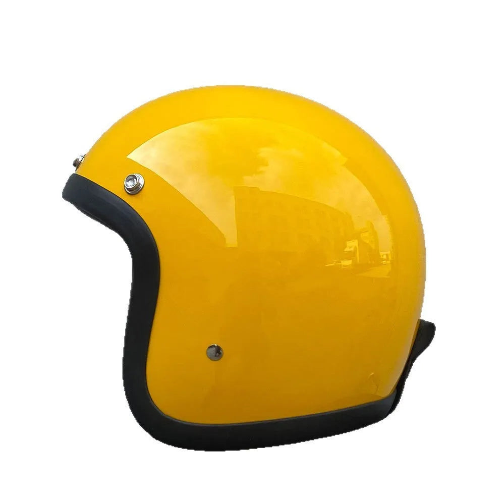 Glass fibre retro half motorcycle helmet for electric bike commuting in multiple colour options